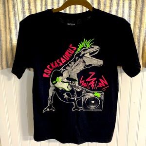 Rockasarus Black Tee Shirt Children’s Place XL Kids 14 Dinosaur graphic vintage